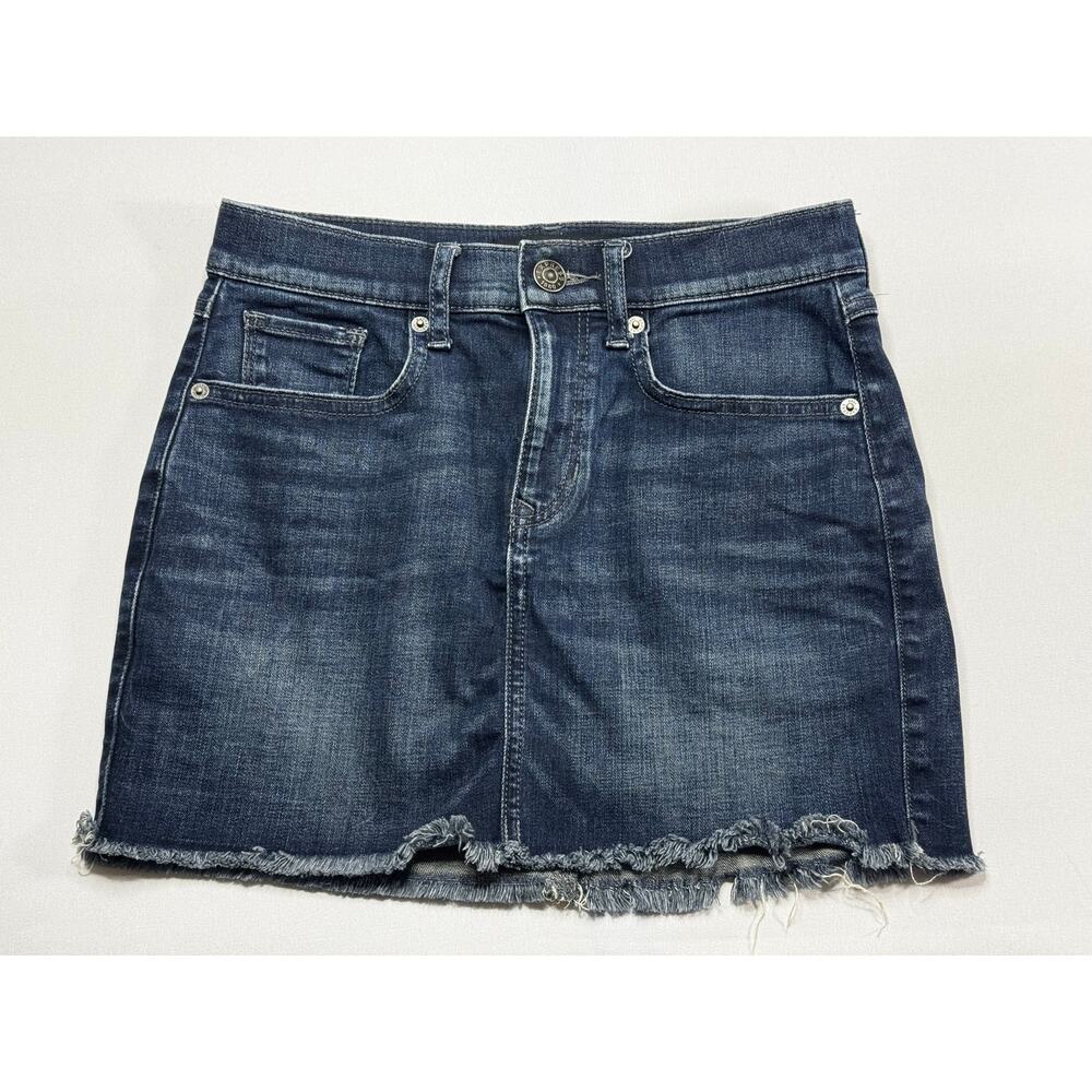 Express Women's Raw Hem Dark Wash Blue ‎ Mini Skirt - Size 00 (W26)*
